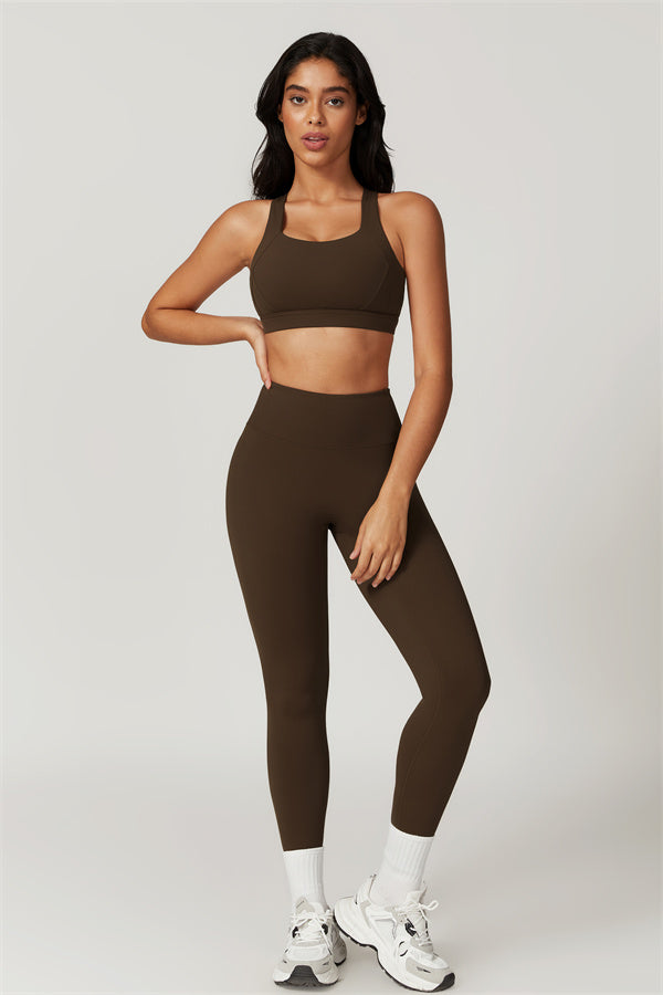 Crisscross Back Sports Bra & High-Waist Leggings Set