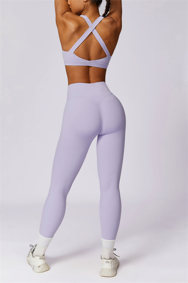Crisscross Back Sports Bra & High-Waist Leggings Set
