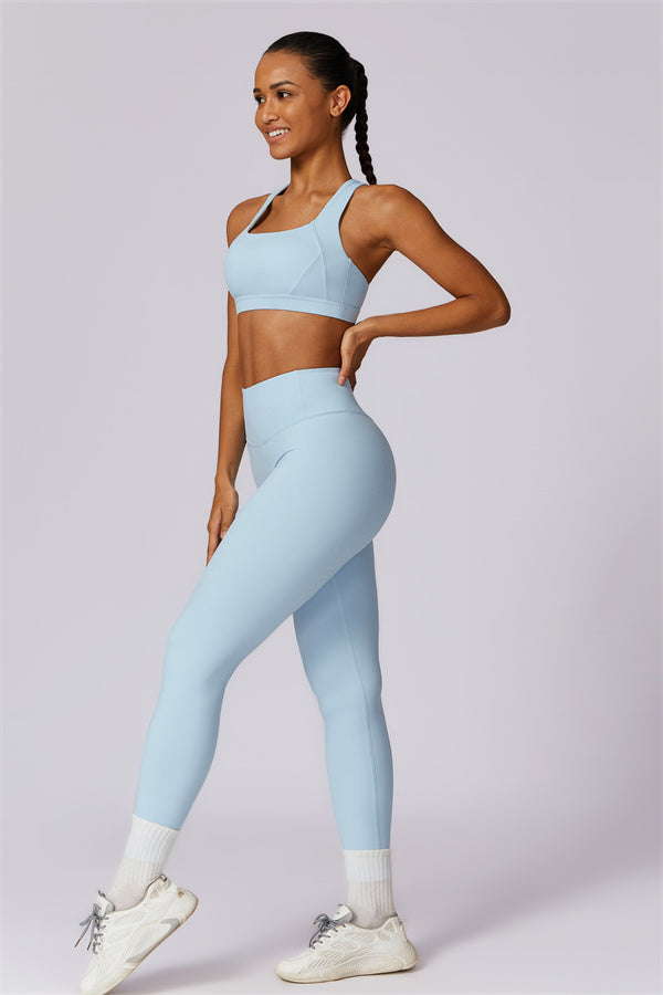 Crisscross Back Sports Bra & High-Waist Leggings Set