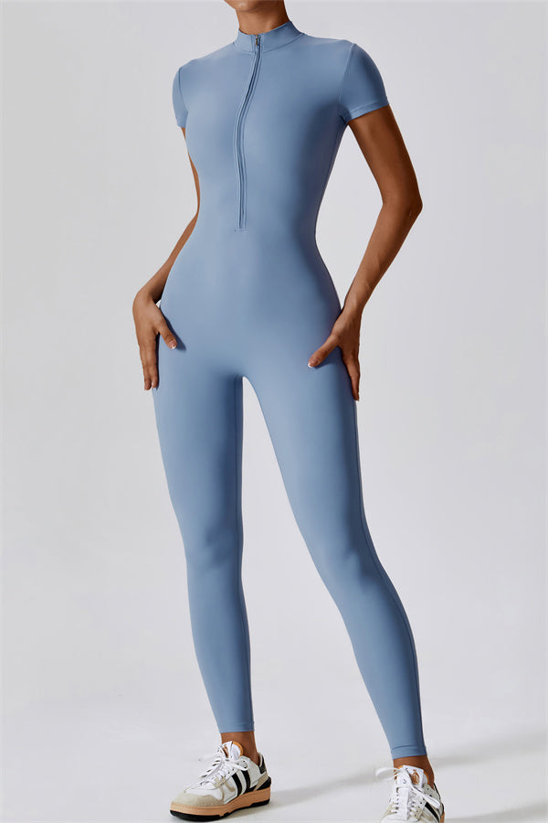 High-Performance Zip-Front Active Jumpsuit