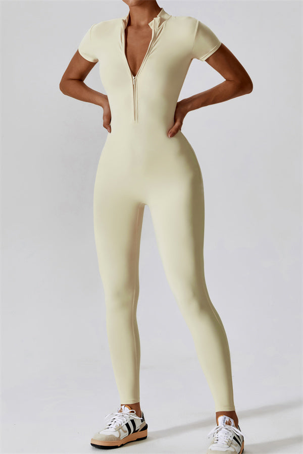 High-Performance Zip-Front Active Jumpsuit