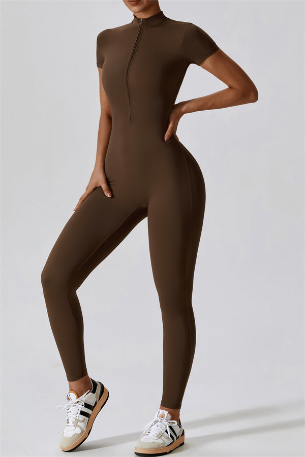 High-Performance Zip-Front Active Jumpsuit
