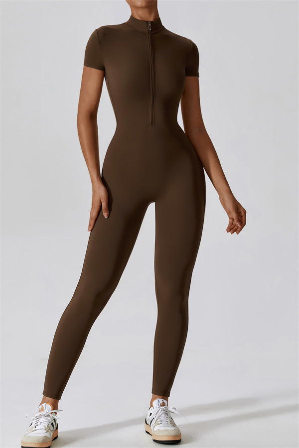 High-Performance Zip-Front Active Jumpsuit