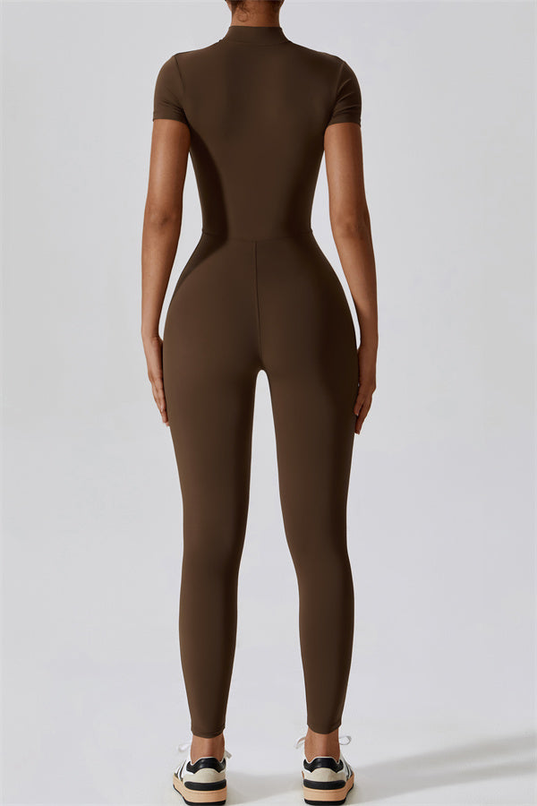 High-Performance Zip-Front Active Jumpsuit