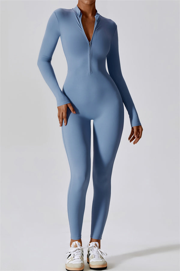 Seamless Long Sleeve Half-Zip Jumpsuit