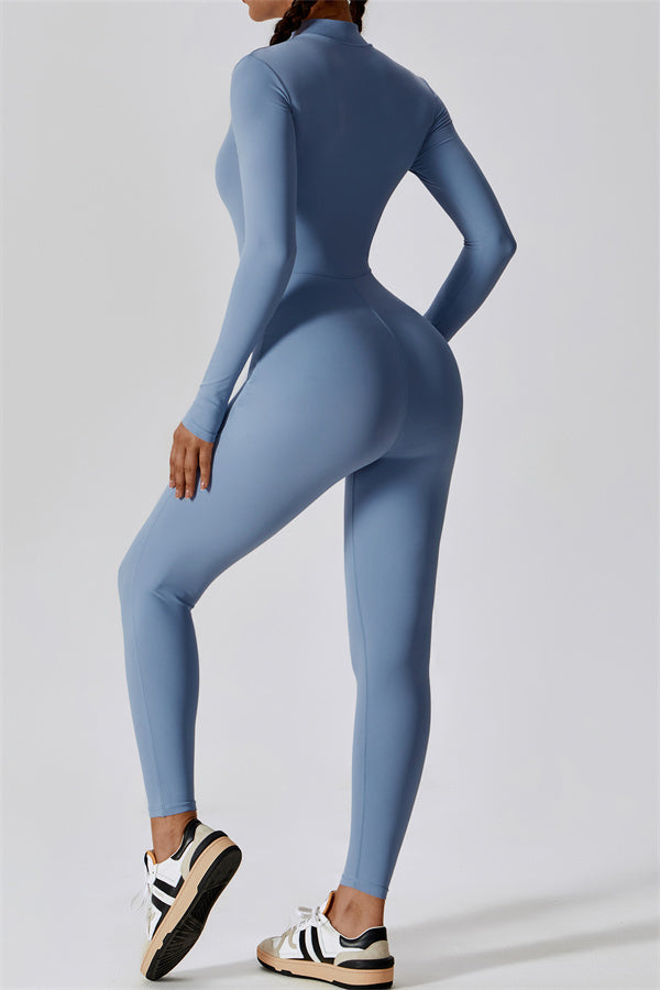 Seamless Long Sleeve Half-Zip Jumpsuit