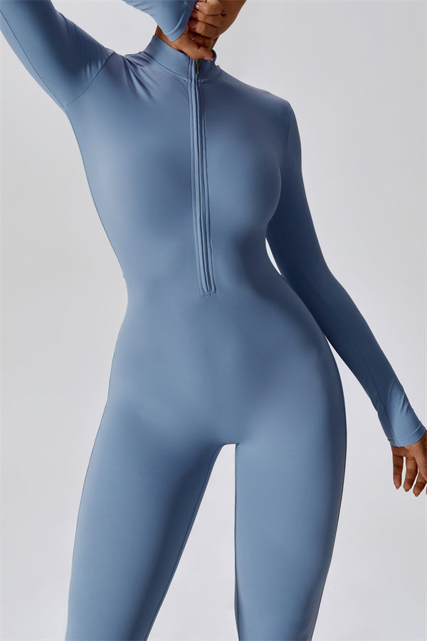 Seamless Long Sleeve Half-Zip Jumpsuit