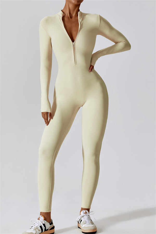 Seamless Long Sleeve Half-Zip Jumpsuit