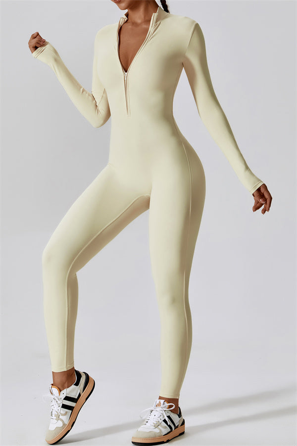 Seamless Long Sleeve Half-Zip Jumpsuit