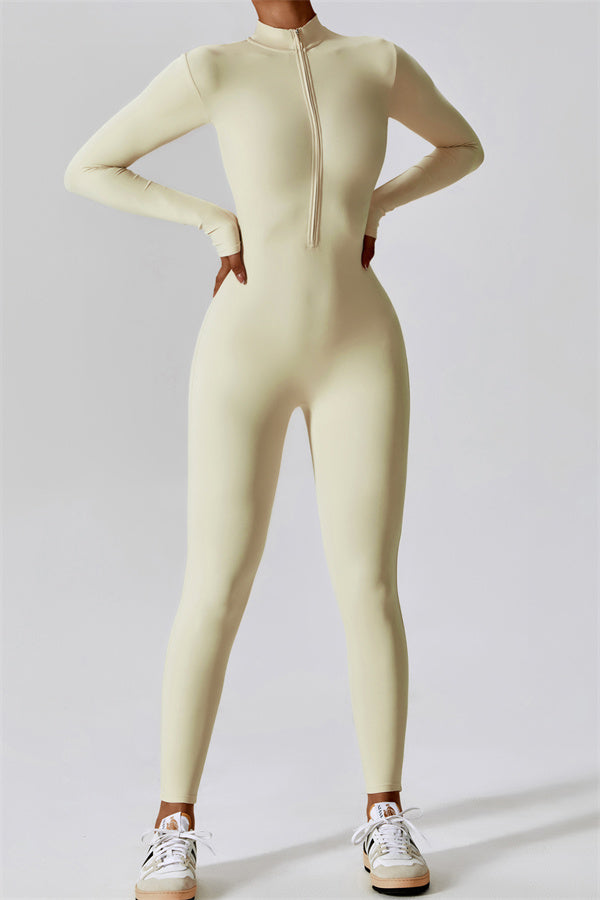 Seamless Long Sleeve Half-Zip Jumpsuit