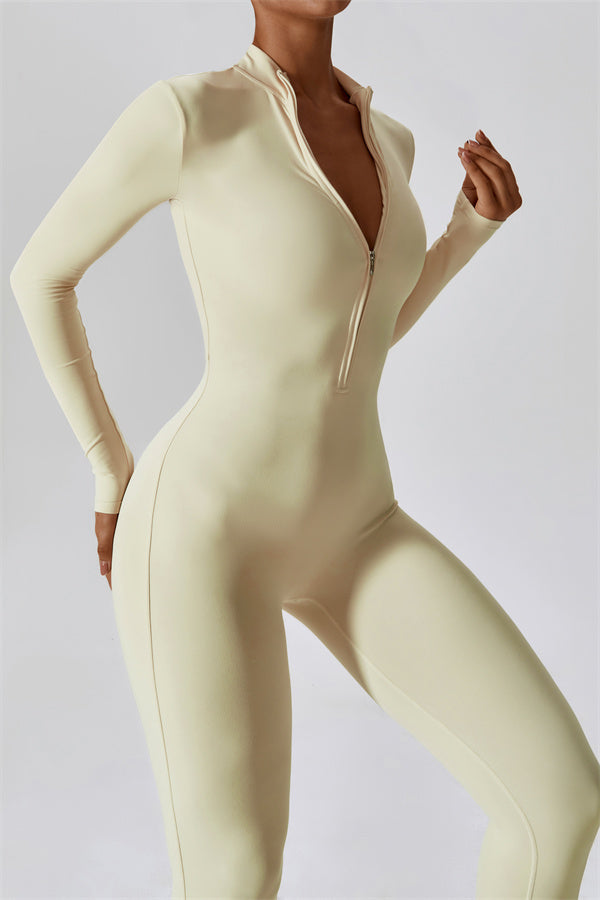 Seamless Long Sleeve Half-Zip Jumpsuit