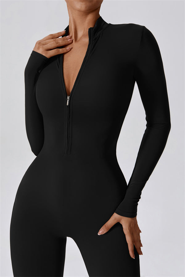 Seamless Long Sleeve Half-Zip Jumpsuit