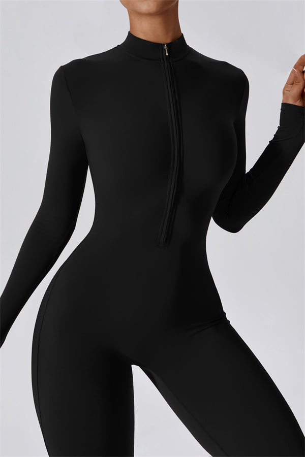 Seamless Long Sleeve Half-Zip Jumpsuit