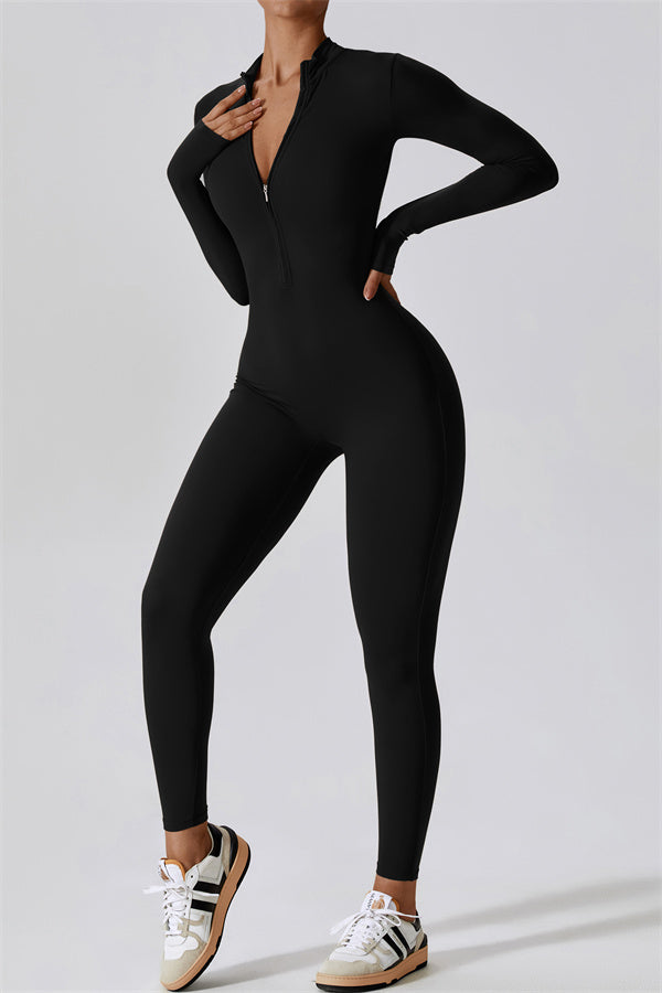 Seamless Long Sleeve Half-Zip Jumpsuit