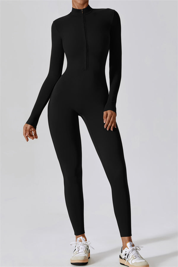 Seamless Long Sleeve Half-Zip Jumpsuit