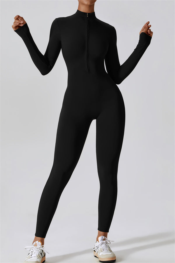 Seamless Long Sleeve Half-Zip Jumpsuit