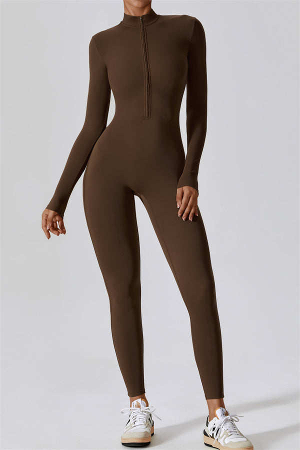 Seamless Long Sleeve Half-Zip Jumpsuit