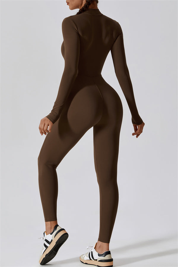 Seamless Long Sleeve Half-Zip Jumpsuit