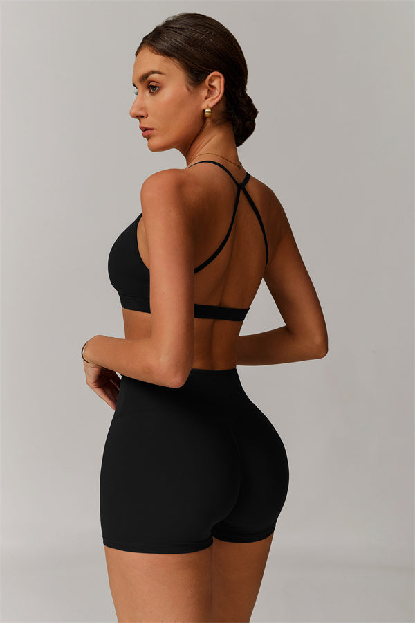 Pleated Crisscross Sports Bra