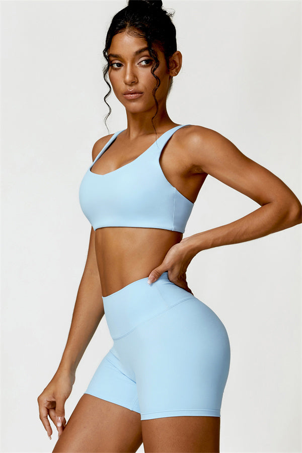 High-Waisted Sports Bra & Shorts Activewear Set