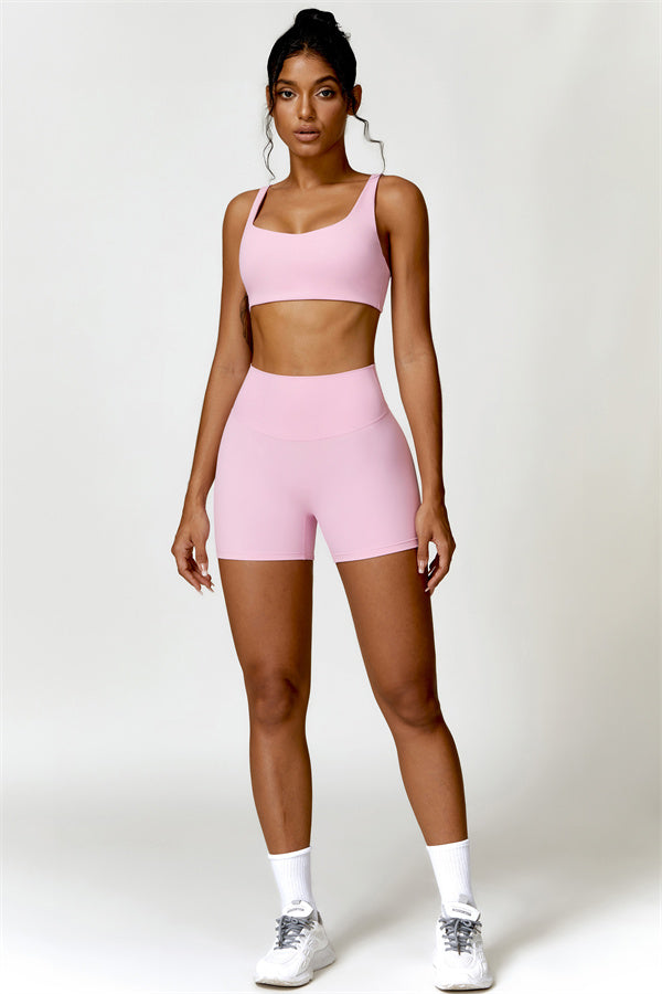 High-Waisted Sports Bra & Shorts Activewear Set
