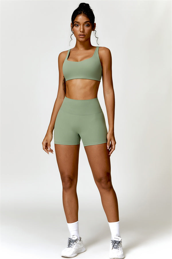 High-Waisted Sports Bra & Shorts Activewear Set