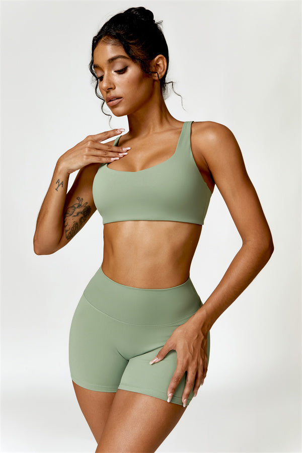 High-Waisted Sports Bra & Shorts Activewear Set