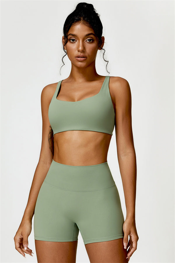 High-Waisted Sports Bra & Shorts Activewear Set