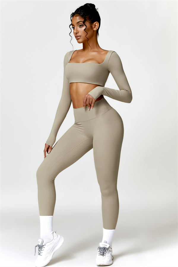 Seamless Long Sleeve Crop Top & Leggings Set