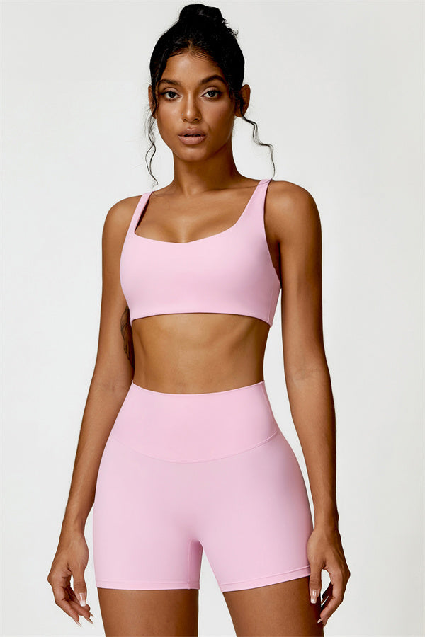 High-Waisted Sports Bra & Shorts Activewear Set