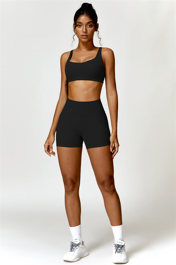 High-Waisted Sports Bra & Shorts Activewear Set