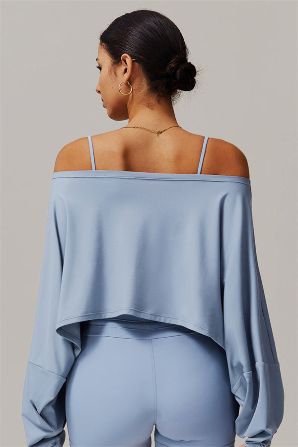 Asymmetrical Off-Shoulder Cropped Pullover
