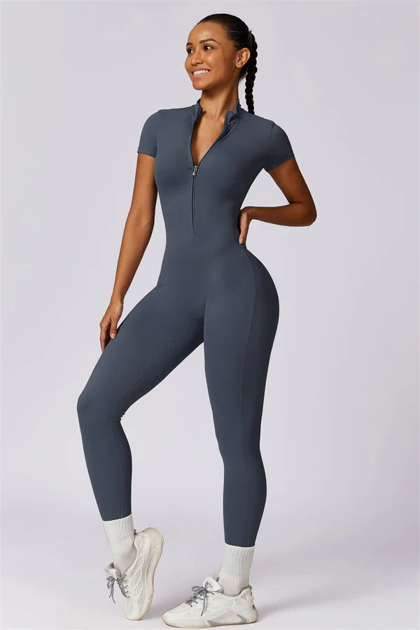 High-Performance Zip-Front Active Jumpsuit