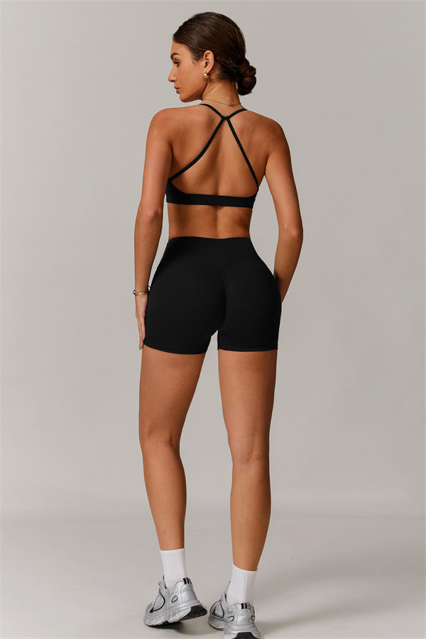 Pleated Crisscross Sports Bra