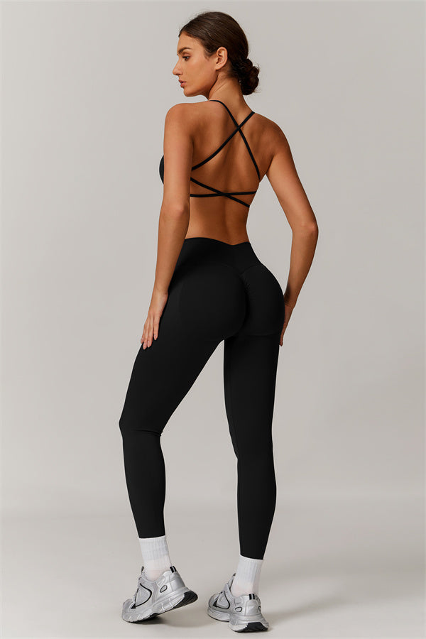 Seamless Cross-Back Sports Bra & Sculpt Legging Set