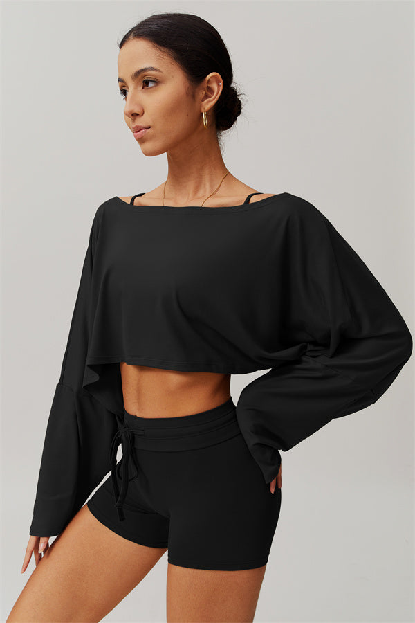 Asymmetrical Off-Shoulder Cropped Pullover
