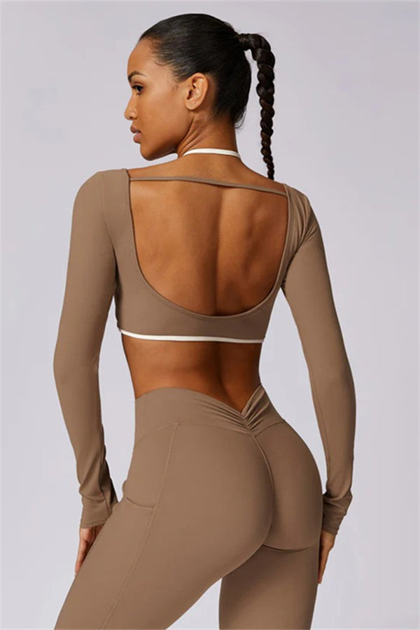 Color-Block Performance Crop Top & Leggings Set