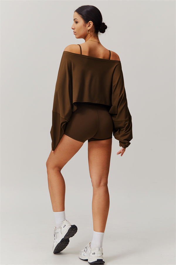 Asymmetrical Off-Shoulder Cropped Pullover