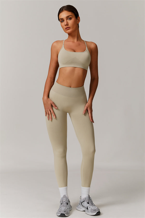 Seamless Cross-Back Sports Bra & Sculpt Legging Set