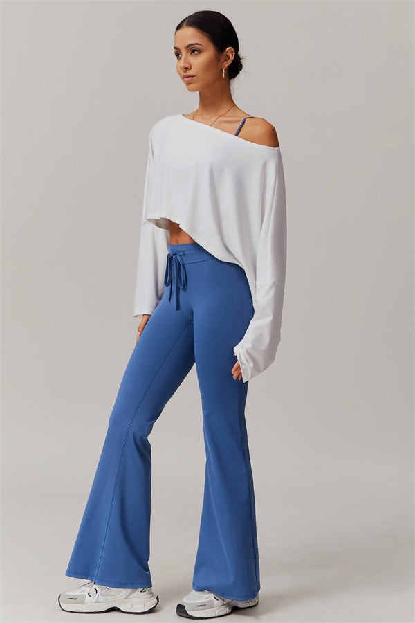 Asymmetrical Off-Shoulder Cropped Pullover