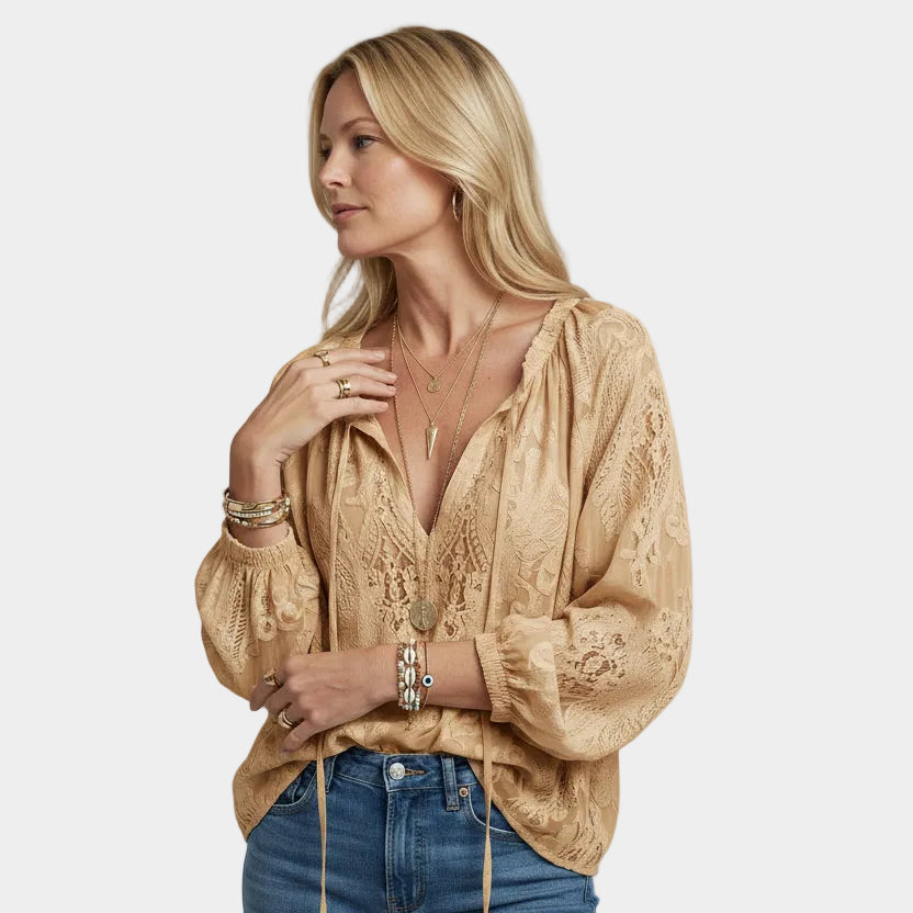 Boho Blouse Crocheted, Relaxed Fit