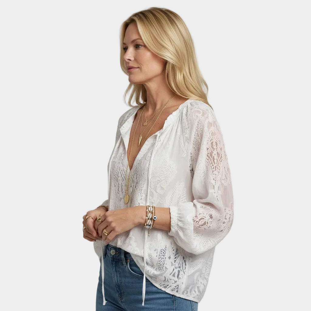Boho Blouse Crocheted, Relaxed Fit