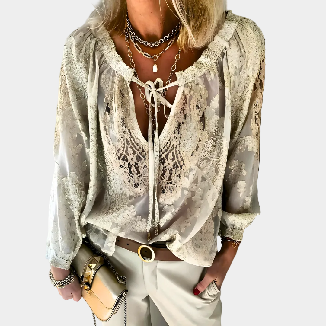 Boho Blouse Crocheted, Relaxed Fit