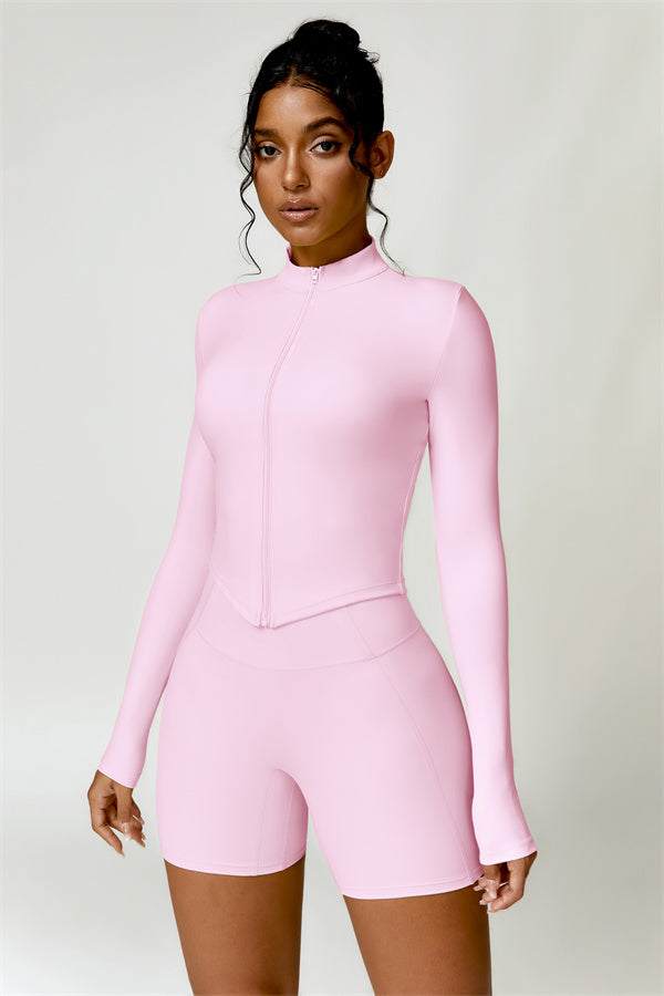 Zip-Up Stand Collar Active Jacket