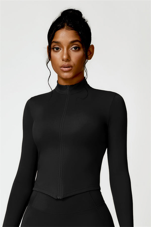 Zip-Up Stand Collar Active Jacket