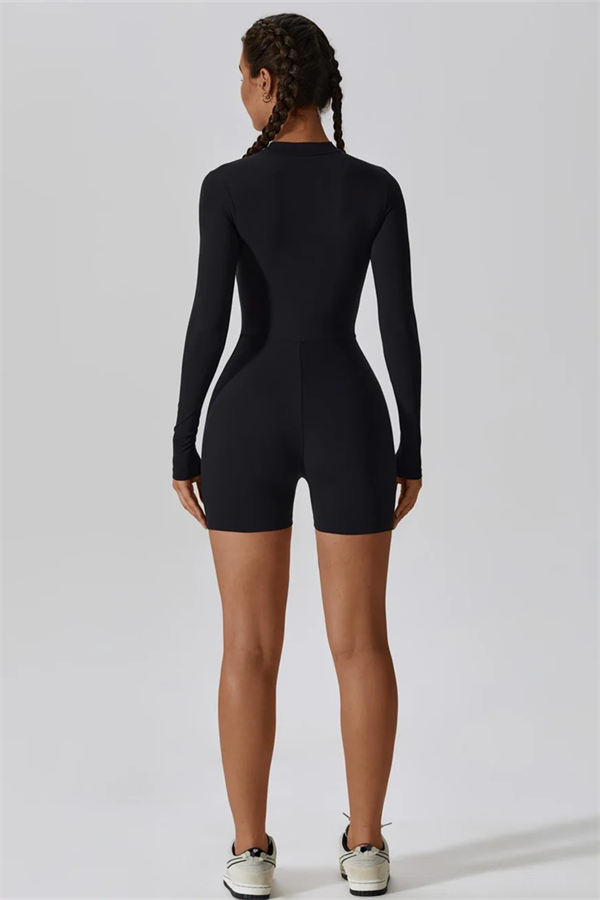 Half-Zip Stand-Up Collar Active Jumpsuit