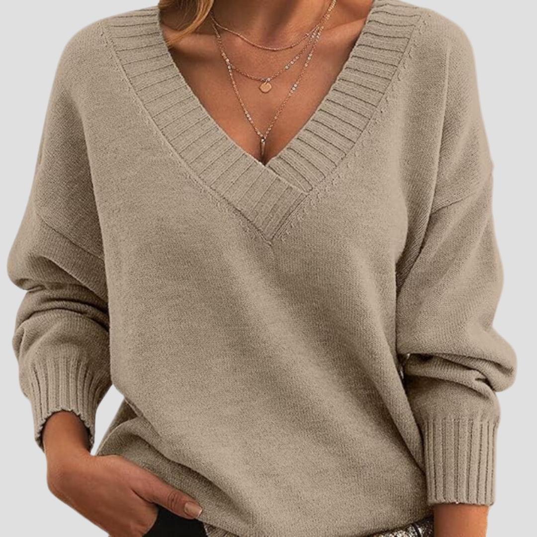 Chic V-Neck Cashmere Sweater for Women