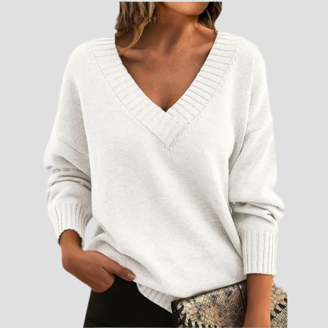 Chic V-Neck Cashmere Sweater for Women