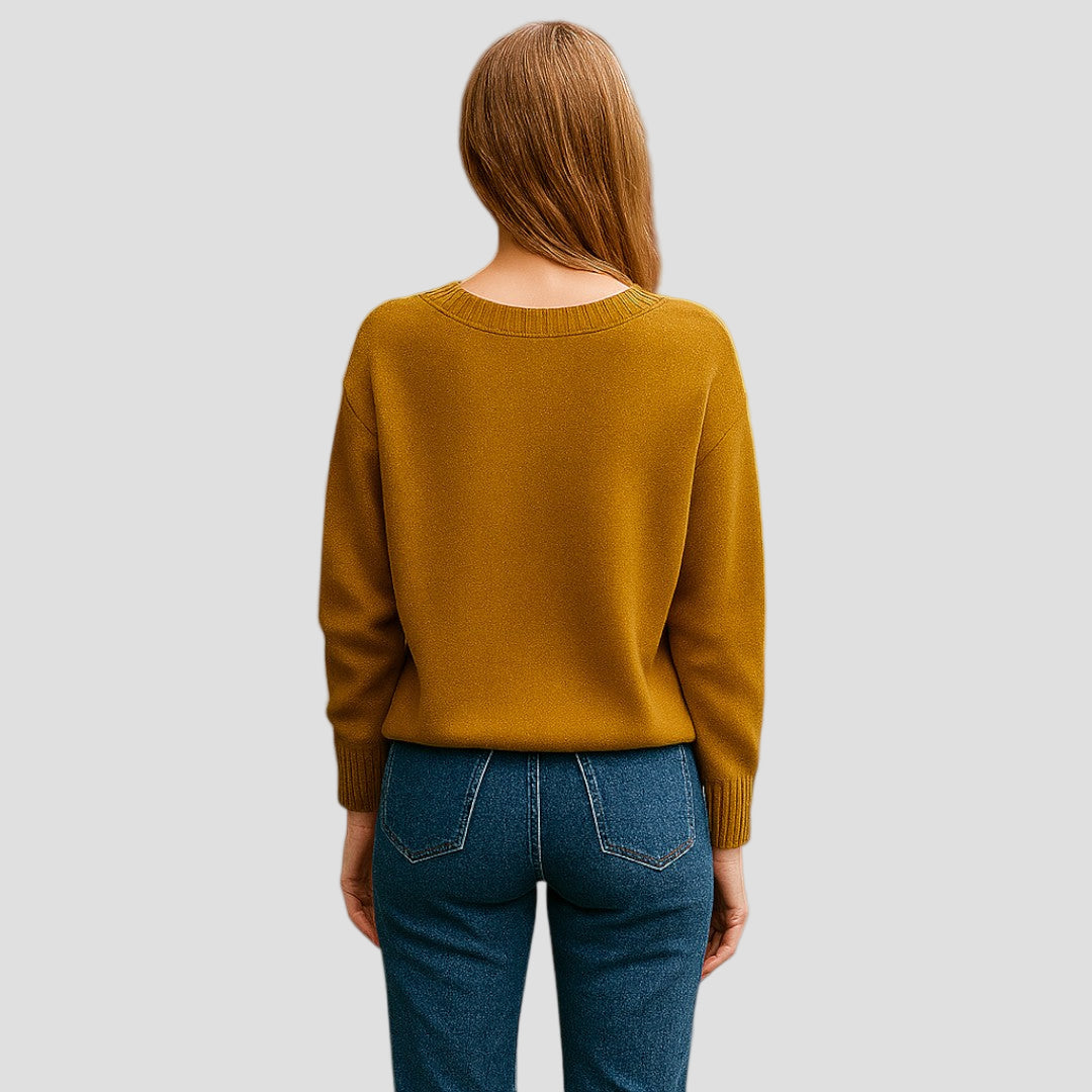 Chic V-Neck Cashmere Sweater for Women