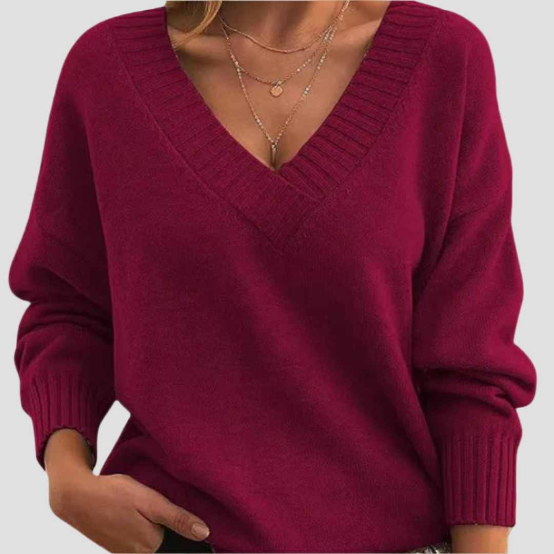Chic V-Neck Cashmere Sweater for Women